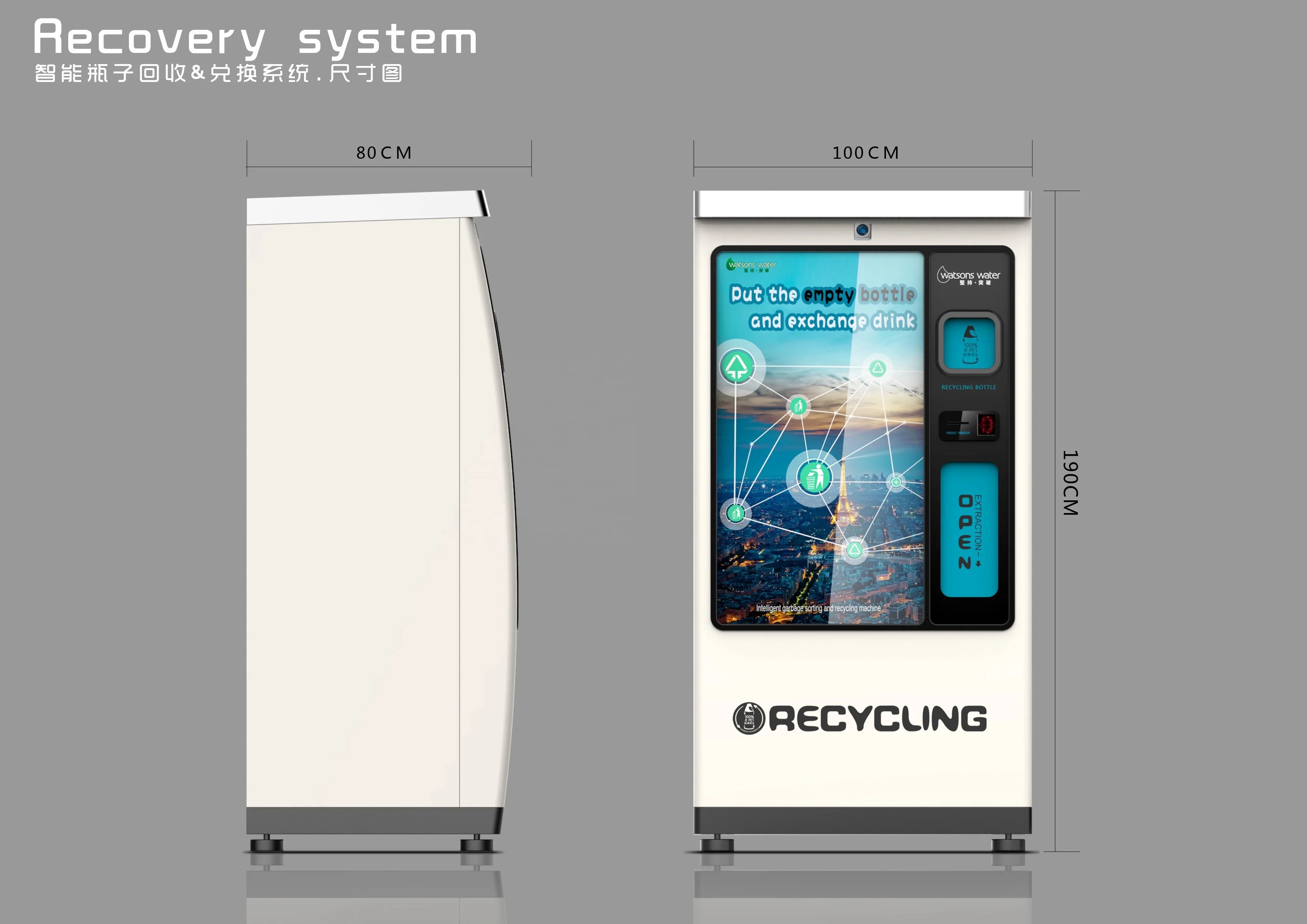 Smart recycling vending machines for plastic bottle and can, support customized for other recycling machines