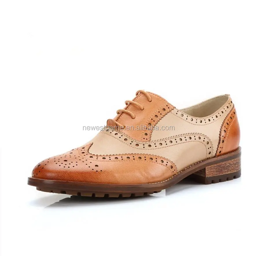 
ladies high-end brand Vintage gladiator genuine leather shoes Brock carving women leather shoes 