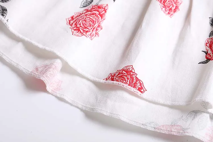  Оптовая продажа летнее платье для девочек из 100% хлопка с цветочным принтом бантом на шее и короткими рукавами оборками