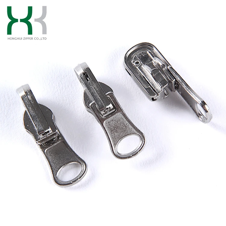 Smooth sliding high polished auto lock metal zinc alloy leather back zipper jeans slider