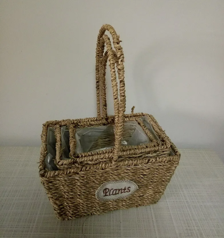 straw flower pot basket,3pcs/set