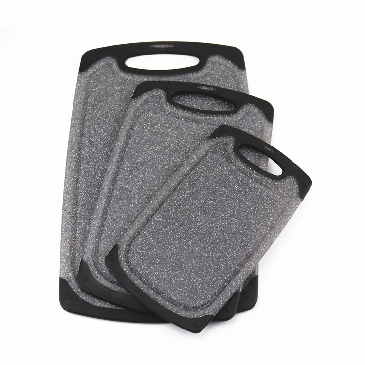 Non stick marble design cutting board 3 piece plastic chopping board set