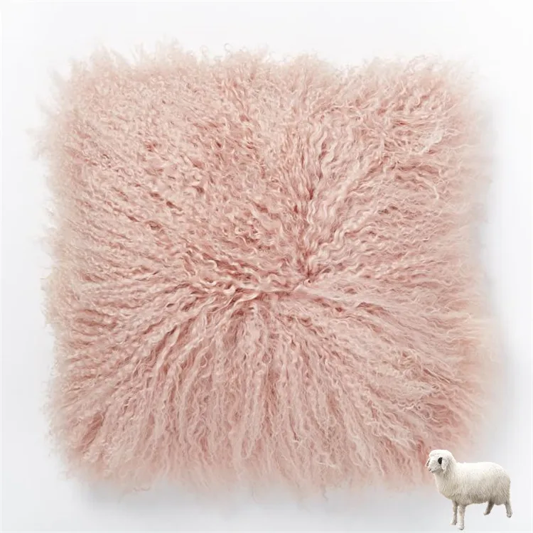 Plush Mongolian Throw Pillow Decorative Super Soft Cover Faux Fur Cushion Mongolian Fur Pillow