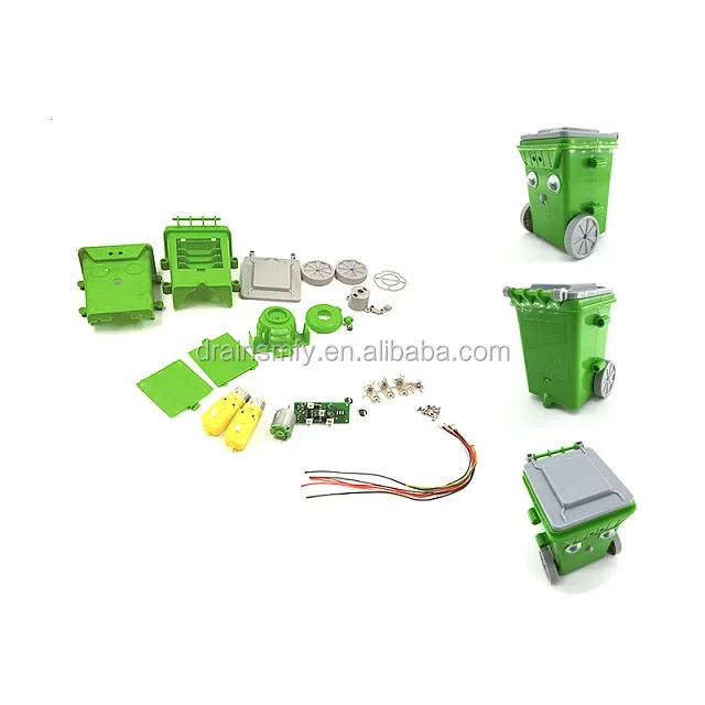 Self assembly kids education DIY rubbish bin robot kit, robot learning kit