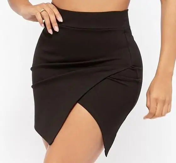 women black pencil high-waisted split mini   skirt/dress