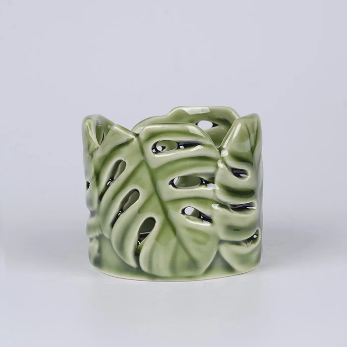 
Wholesale Green Leaf Shaped Ceramic Porcelain plate Dishes Tableware For Home Decoration 