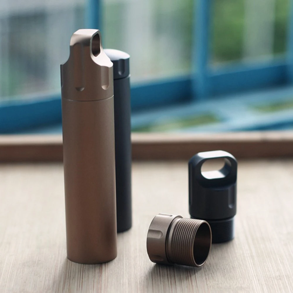 
EDC Aluminum Waterproof Capsule Storage Container Tank Survival Kit First Aid Cartridge Outdoor Survival Kit 