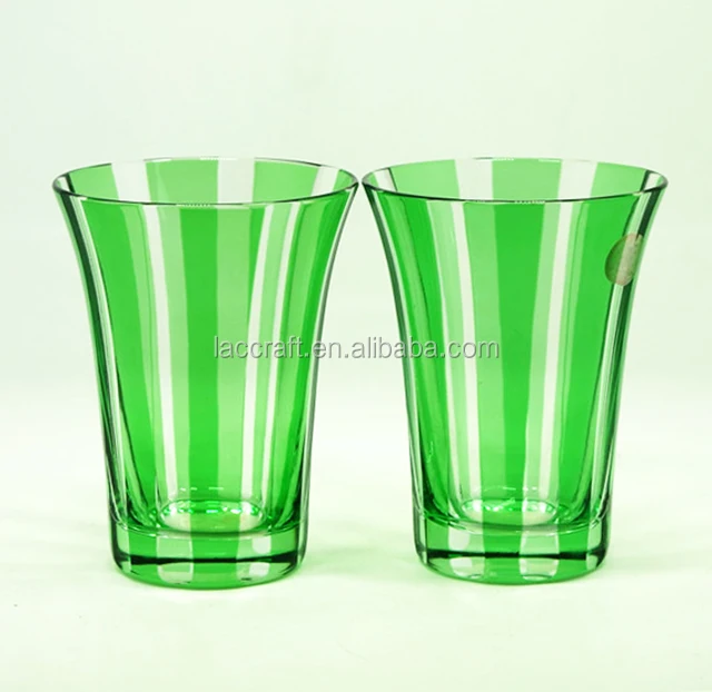 Set of 5 high ball glass cup colored glass tumblers stemless cup engraved with stripe shape for wine juice