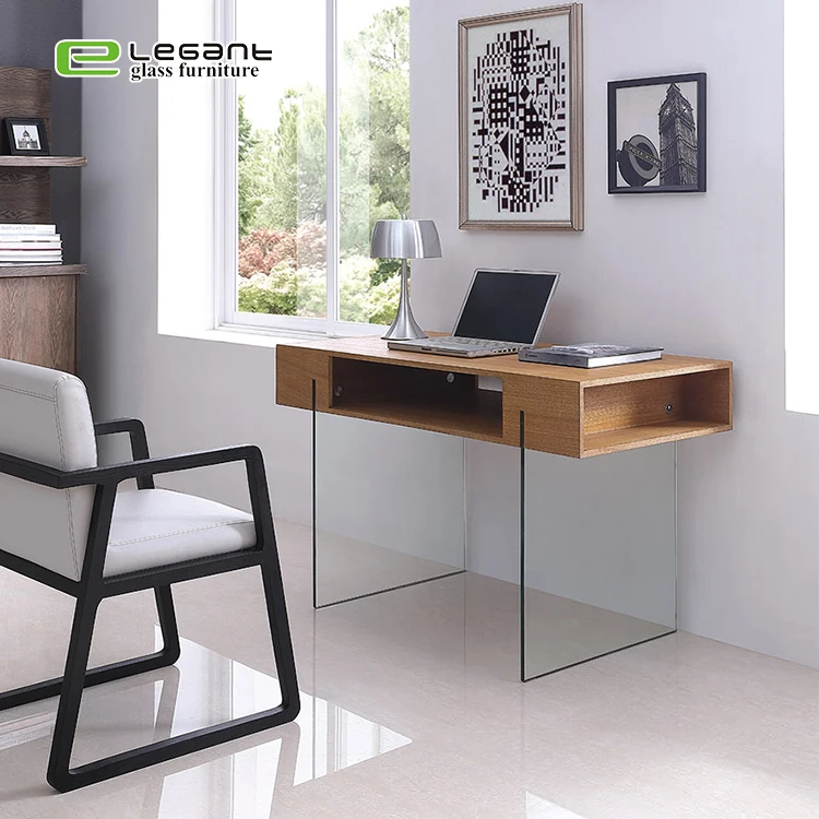 Modern hot bending office computer table / latest glass office table designs