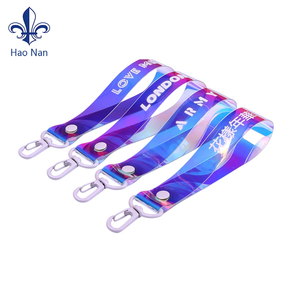 Trendy christmas gift Holographic Material PVC Full Color Print Keychain lanyards /keychain cell phone lanyard/ dubai handicraft