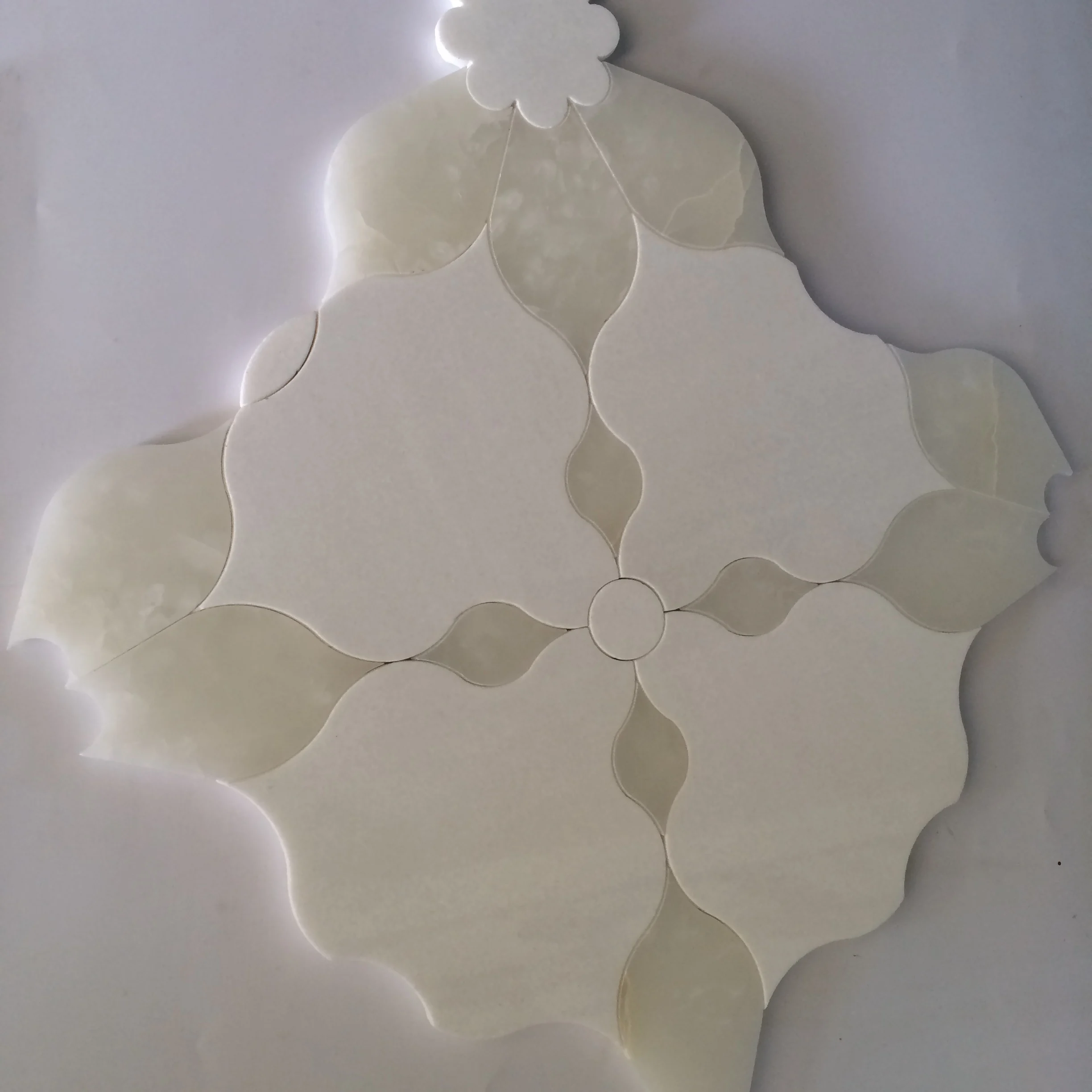 thassos white and jade white water jet marbl mosaic