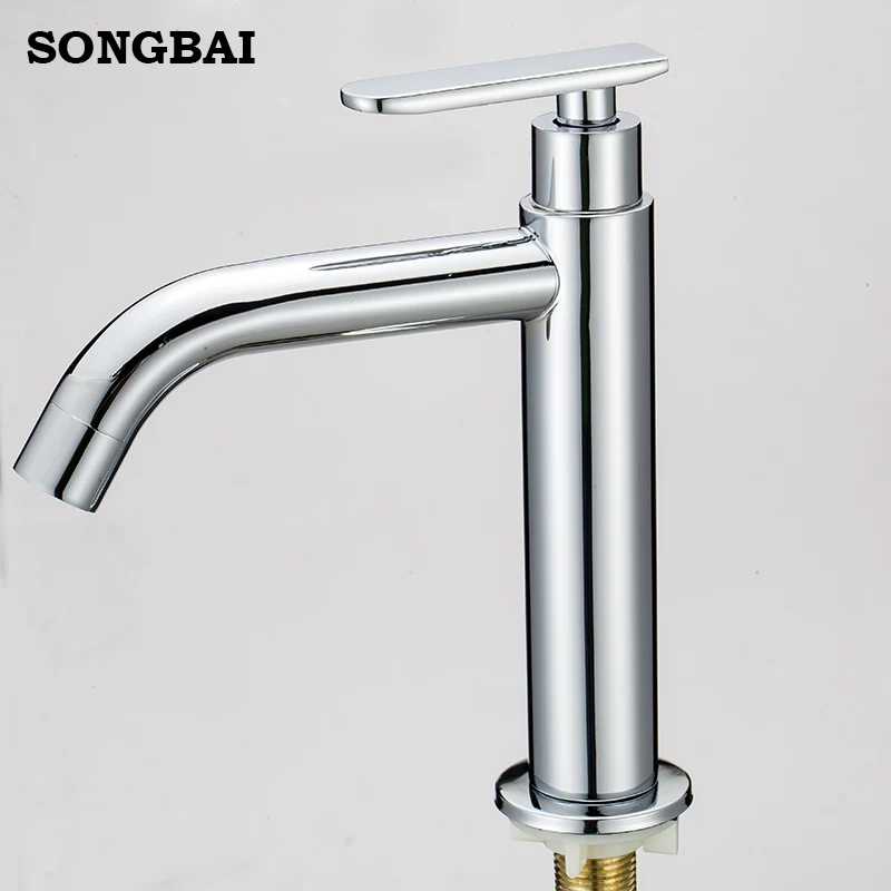 304 Stainless Steel Single Cold Bathroom Outdoor Chrome Bench Water Taps basin bath shower faucet