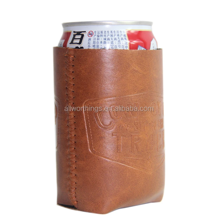 Custom Printed Neoprene PU Leather Beer Can Cooler