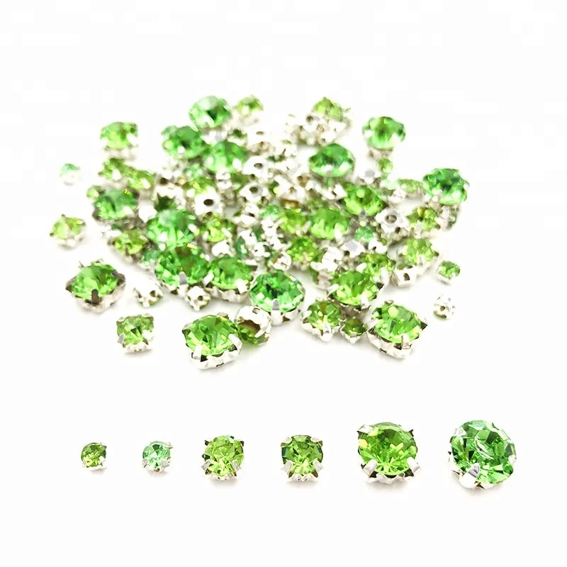 Mixed Size Round Shape Sew on Rhinestones with Silver Claw