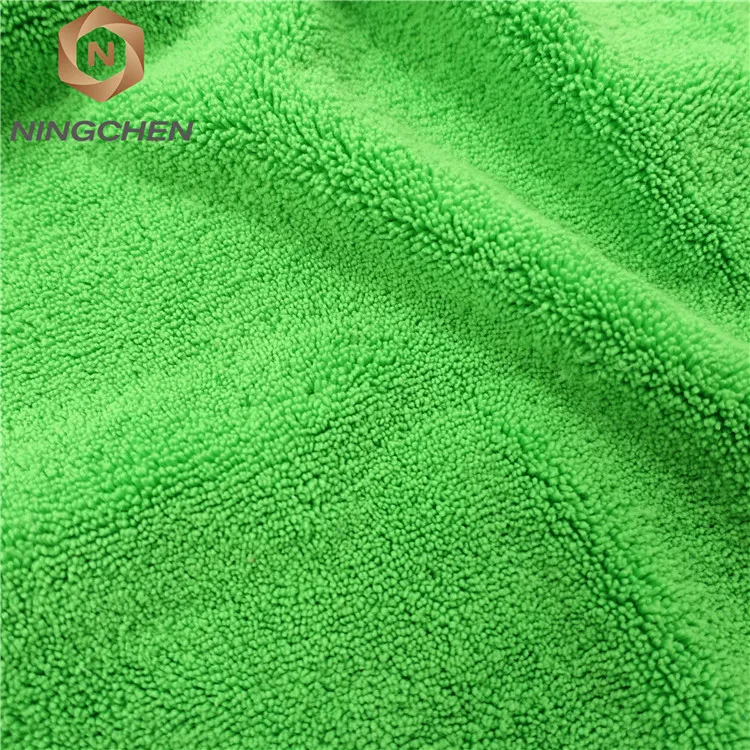 Blue Color Microfiber One Side Long Pile One Side Short Pile Towel Fabric