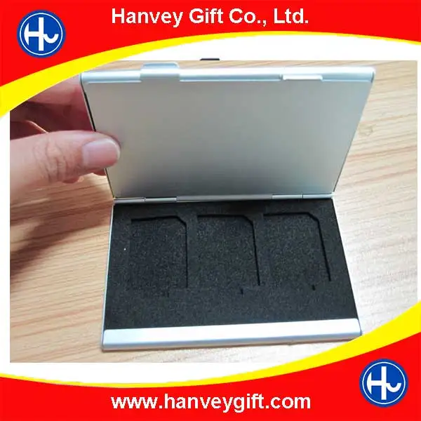 Factory price wholesale business custom metal aluminum micro nano sim SD card holder/cardscase