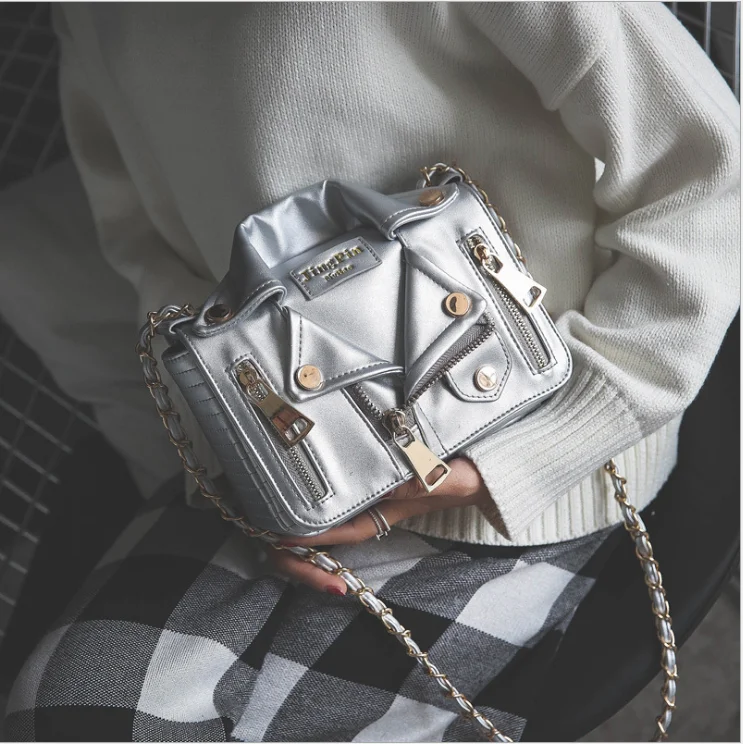 Star with the same female  pu clothes bag locomotive fashion jacket bag lapel briefcase shoulder Messenger bag