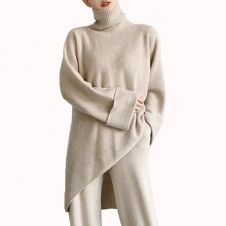 
Woman wholesale cashmere sweater soft high neck pullover sweater 