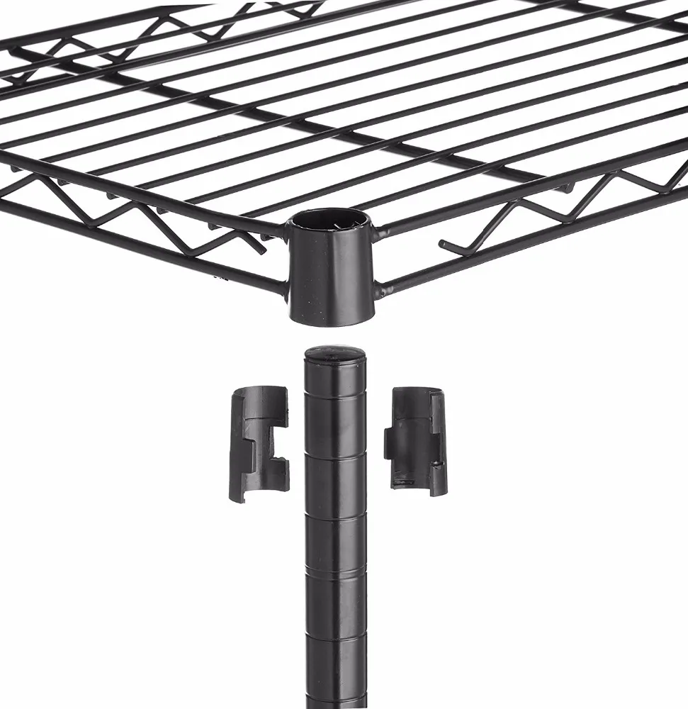 5 Tier Metal  Wire Shelving storage Rack Adjustable Heavy Duty Steel Shelf Black