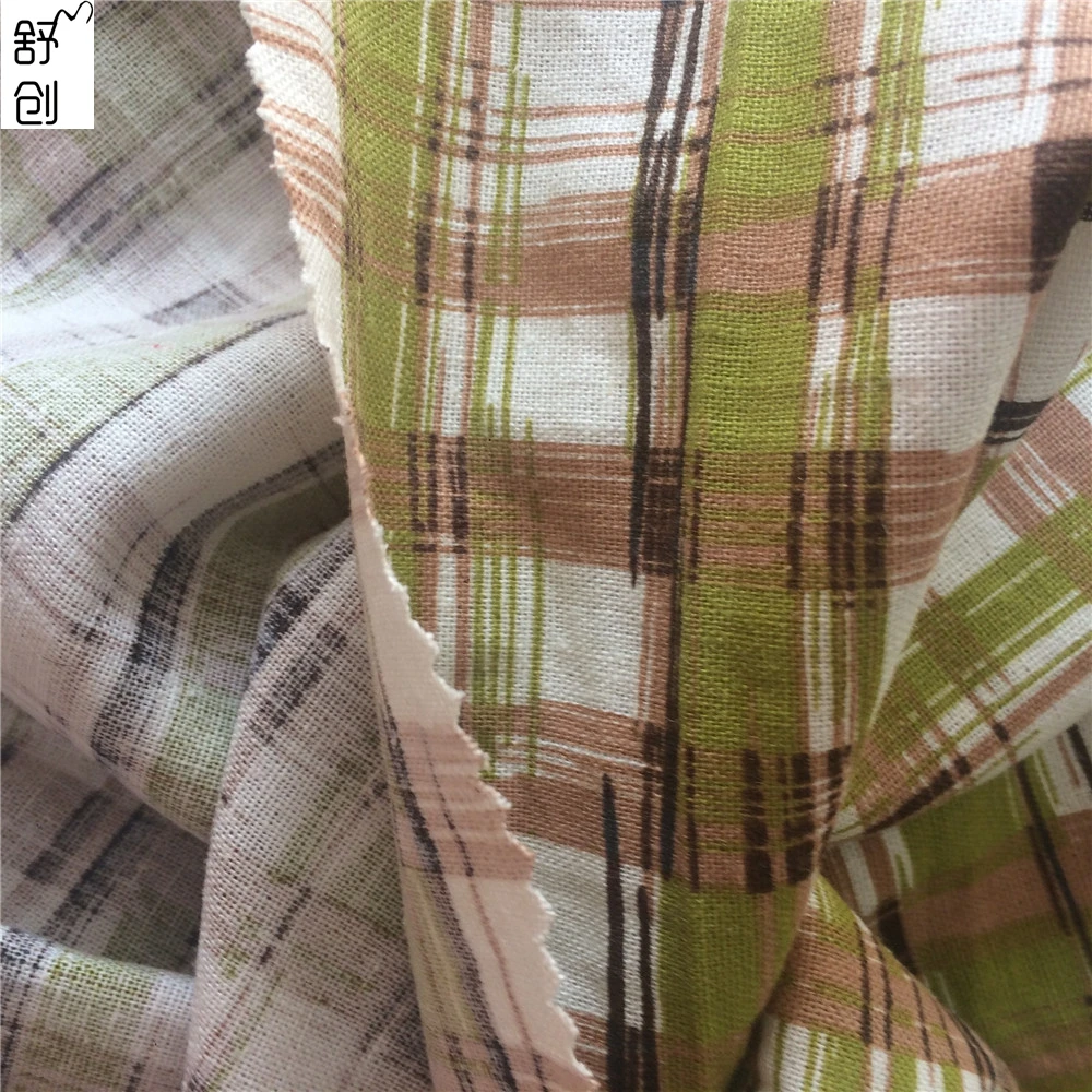 the newest Lattice printed linen Fabric