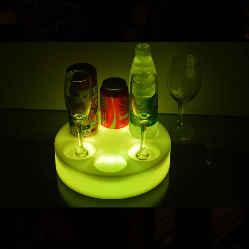 Light up floating led drink holder tray