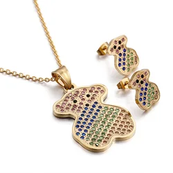 High Fashion Personalized Wedding Bridal Colored Cz Stone Gold Diamond Jewellery Set