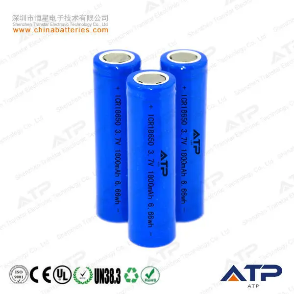 Shenzhen 18560 Battery / 1800 mAh 3.7V Clock Batteries / Li-ion Battery 18650