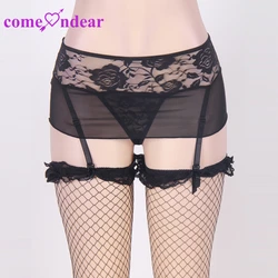 Изысканный черный цветочный сетка плюс размер женский сексуальный кружевной пояс подвязки