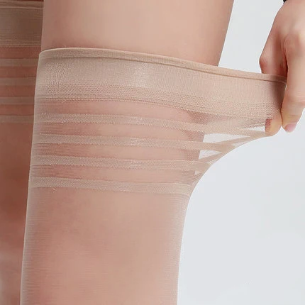 
Wholesale Lady Durable Core Wire Thin All Sheer Stockings Transparent Tights Over Knee Stockings 