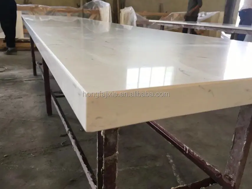 Laminated quartz stone bench tops edge, white sparkle quartz stone countertop for interior design