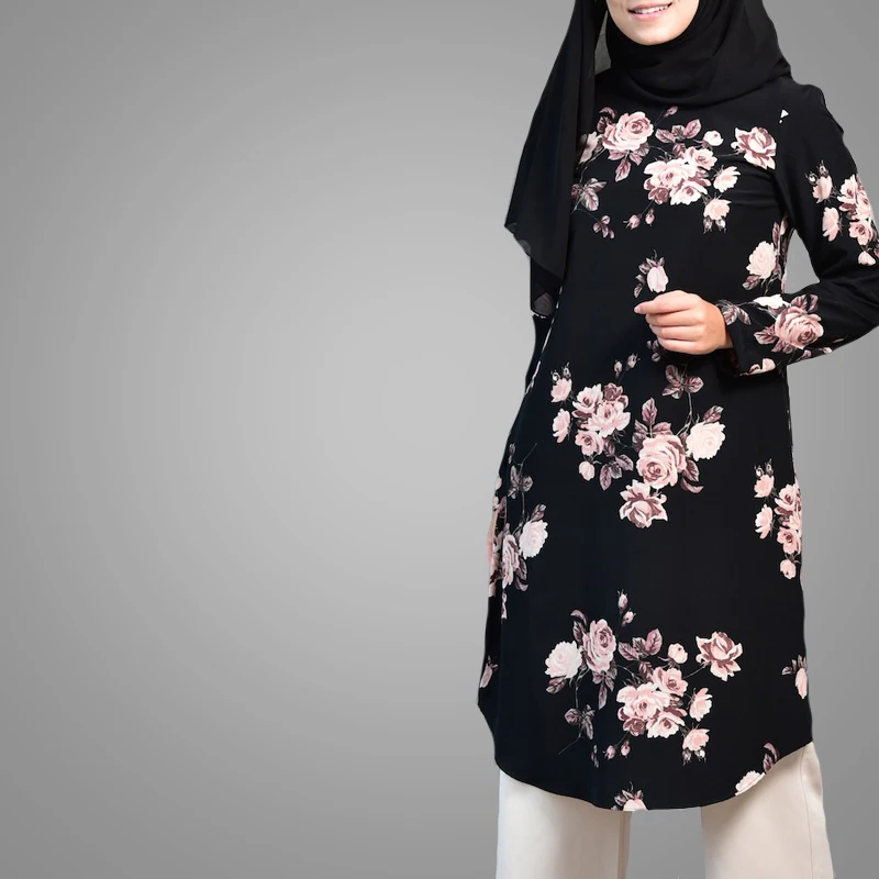 Newest Turkish Arab Women Clothing Elegant Long Sleeve Muslim Tops Blouse Modest Fashion Dubai Fancy Dresses