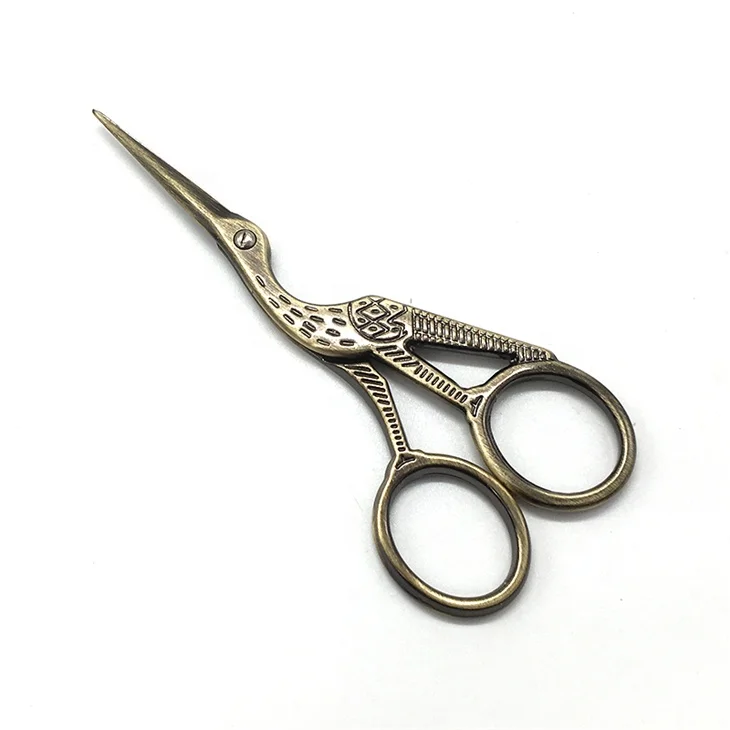 JBJ611 Golden Bird Shape Embroidery Craft  Cross Stitch Sewing Stork Scissors