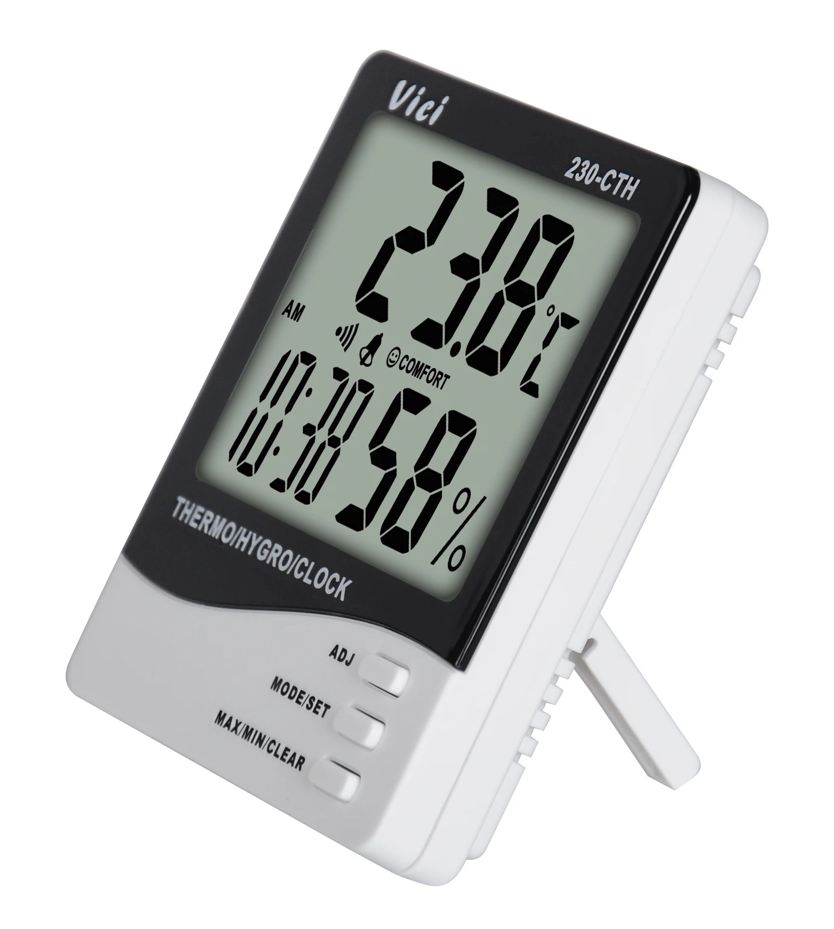 230-CTH CE approved intelligent Indoor Digital C/F Room Thermometer Hygrometer Temperature with clock calendar alarm