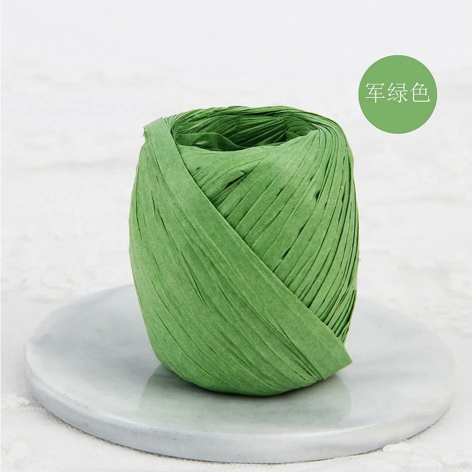 Фабрика из натуральной рафии, оптовая продажа, рулоны, темно-зеленые цветные ПП ленты из рафии для упаковки подарочных коробок, рафия