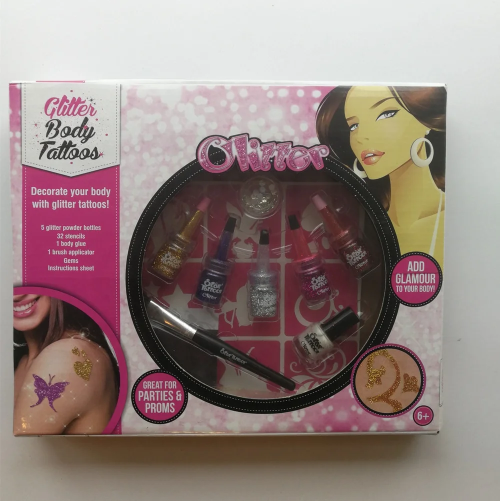 kids DIY  glue art glitter body tattoo kit