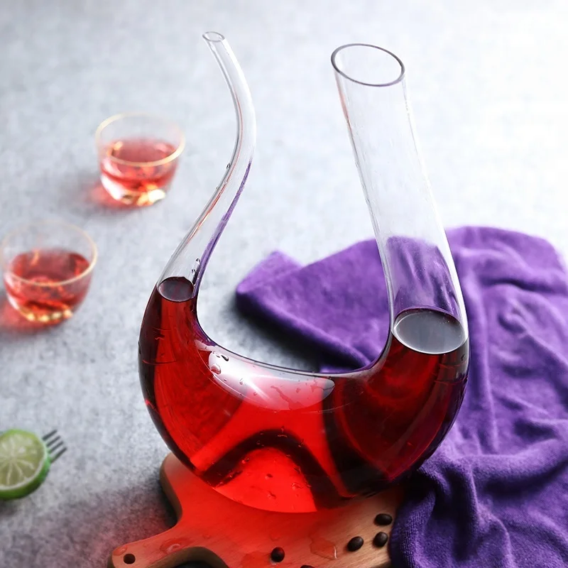 
Bar and Home Cheap Magic U Shape Single Crystal Wine Glass Decanter 