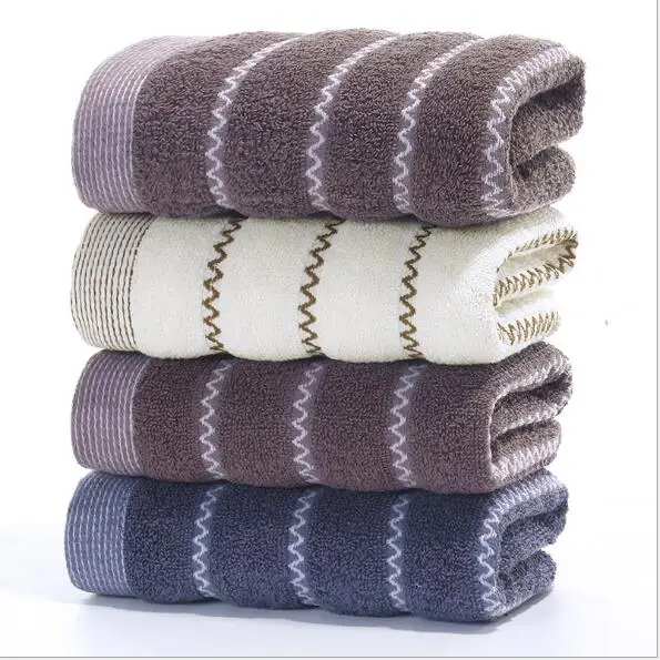 Home textiles wholesale fashion soft solid color striped long bathroom face wash towel