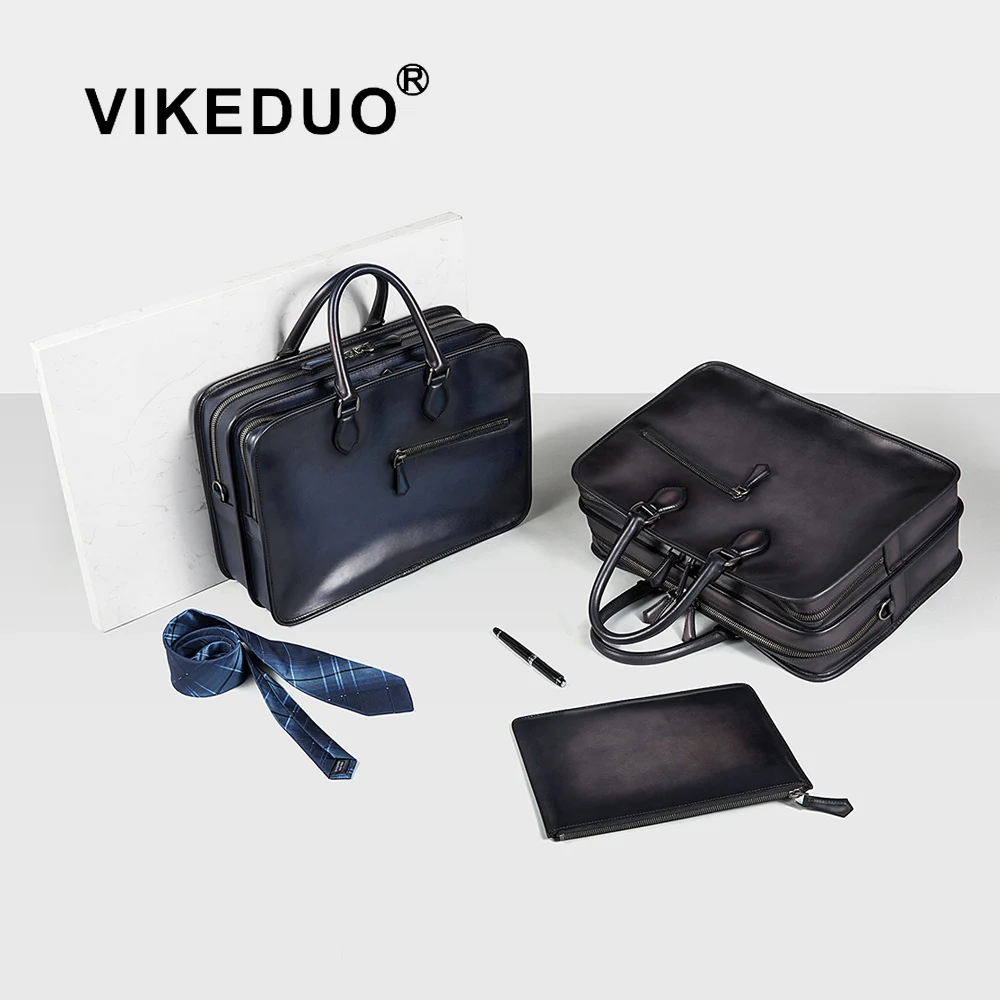VIKEDUO ручной работы лучший Интернет-магазин покупок руководство по покупке Мужской дизайнерский большой винтажный кожаный портфель для мужчин