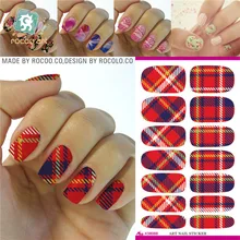 K5603 Water Transfer Nail Art Sticker Minx Manicure Decoration Styling Tools Nail Wraps Decals Plaid Design