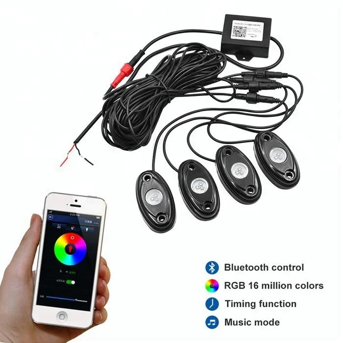 Hot Selling Led Boat Ambient Lighting Car Underglow Rock Light Kit 4 Pods RGB Led Rock Light For Car Truck Offroad