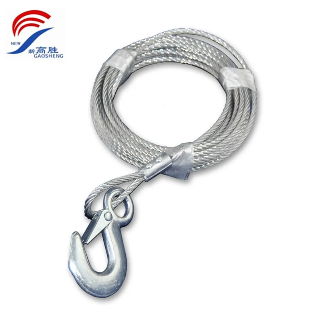 Трос для лебедки 9/32 дюйма с крючком, строп из стальной проволоки