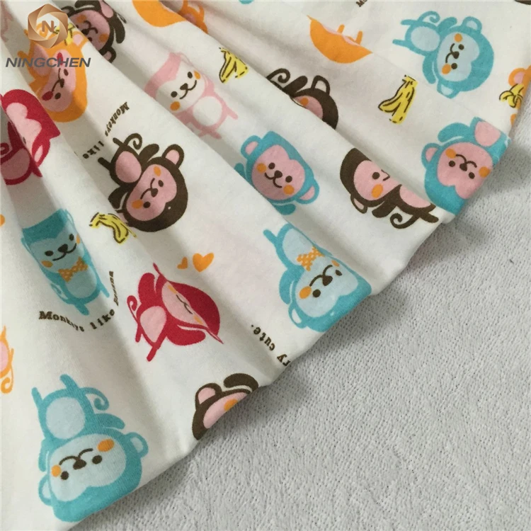 
cartoon design printed 100% cotton baby knitted single jersey fabric Cotton Single Jersey cartoon printed fabric 