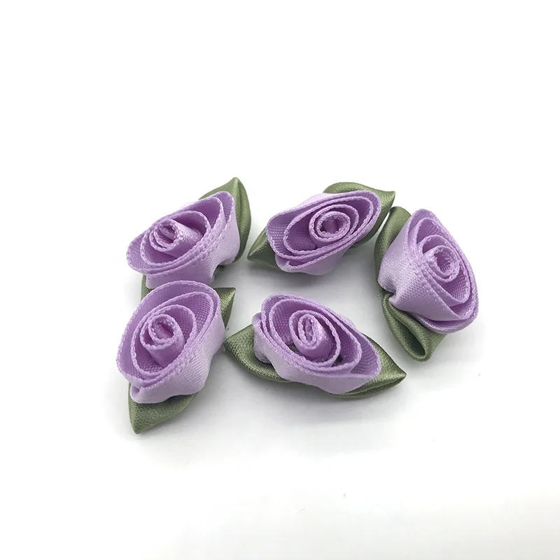 Wholesale artificial mini silk rosettes fabric flowershandmade satin ribbon roses DIY craft for wedding decoration