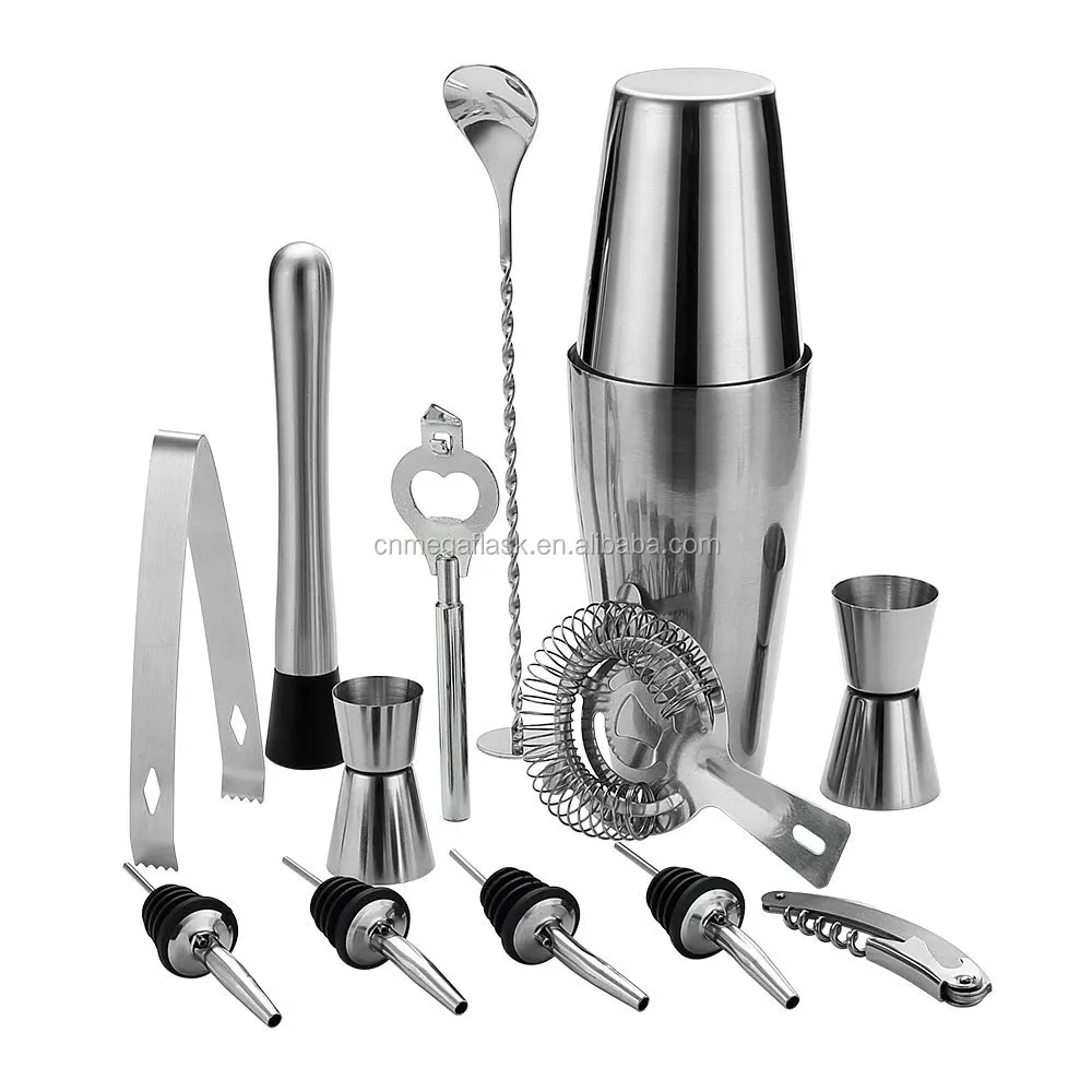 800ML Stainless Steel Boston Shaker Set & Professional Bartender Cocktail Shaker With Jigger And Filter