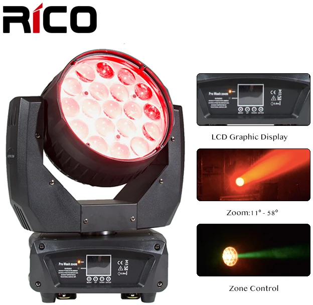 Шоу на сцене свет 19 шт. * 12 LED зум Moving головной мыть луч