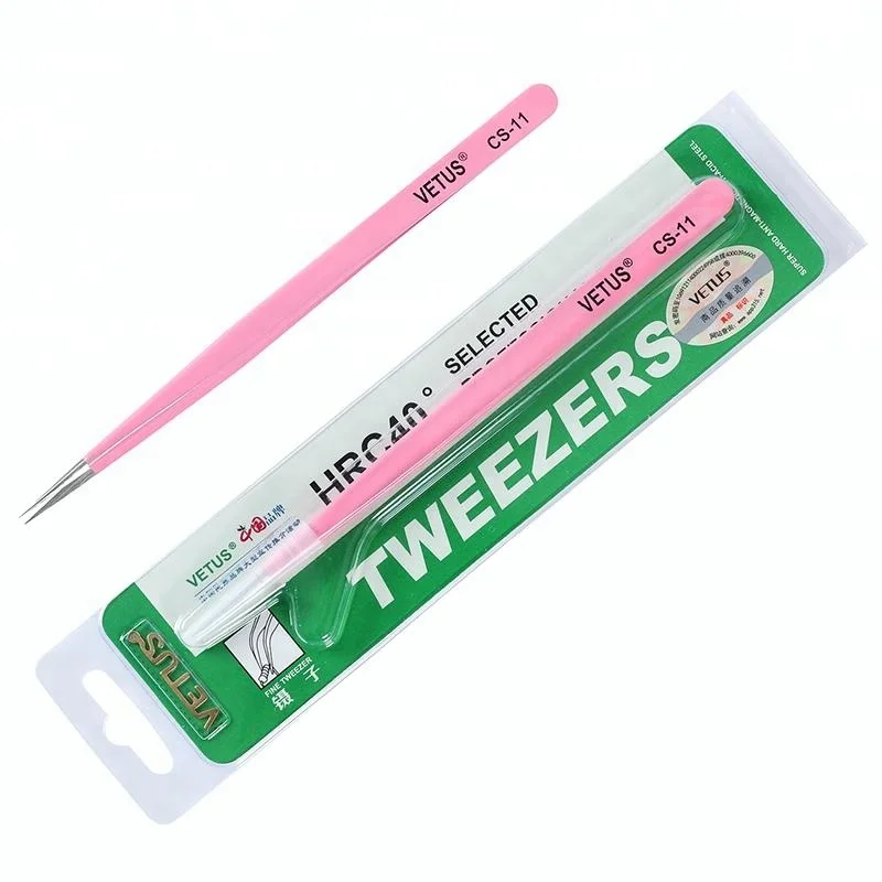 
Vetus Pink Tweezers Eyelash Extension Professional Eyelash Tweezers 