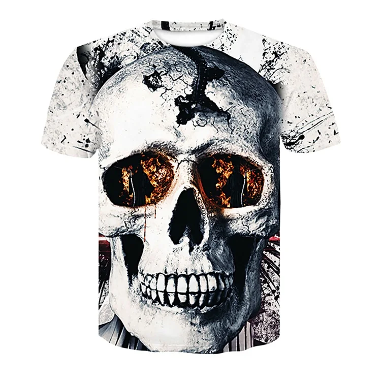 
High Quality Digital Printing Women&Men Skull Custom 3D T-shirt 
