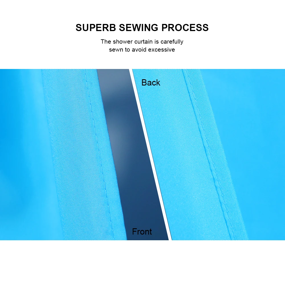 Water Repellent Polyester Fabric Fancy Design Blue 3D Leaves Shower Curtain For Bathroom