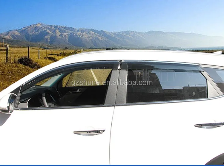 PC Injection Stainless Steel Trim Window Visor For Tucson 2015-2018 Vent Deflectors Rain shield Visors Auto accessories