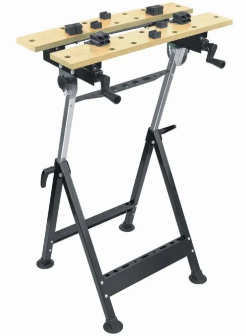 
Adjustable wooden folding work bench for wood working 